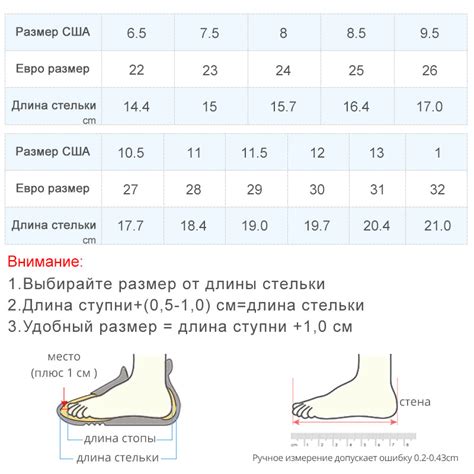 Измерение длины стопы и определение размера носок